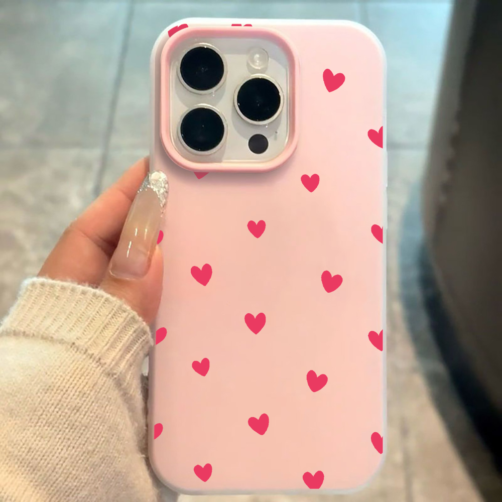Red Love Heart Pattern Phone C - Phone Cases Red recension och pris