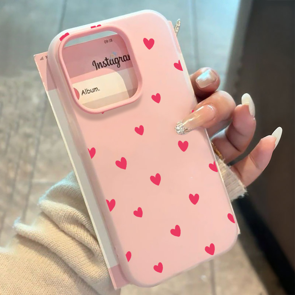 Red Love Heart Pattern Phone C - Phone Cases Red recension och pris