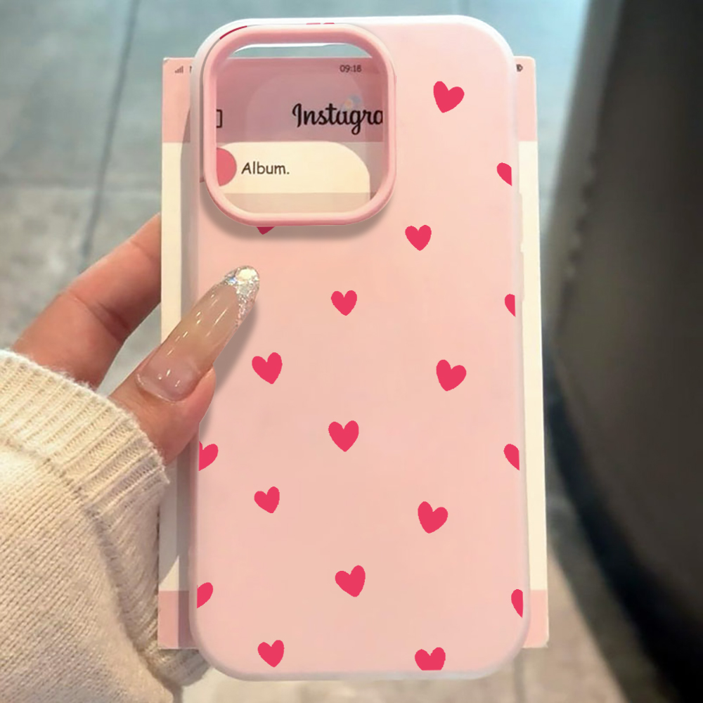 Red Love Heart Pattern Phone C - Phone Cases Red recension och pris