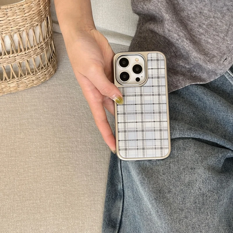 Korean Ins Epoxy Blue Plaid Pa - Phone Cases Y2K recension och pris