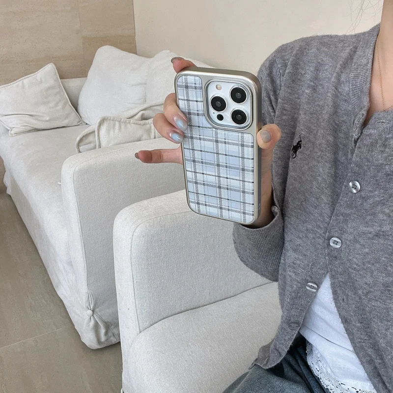 Korean Ins Epoxy Blue Plaid Pa - Phone Cases Y2K recension och pris
