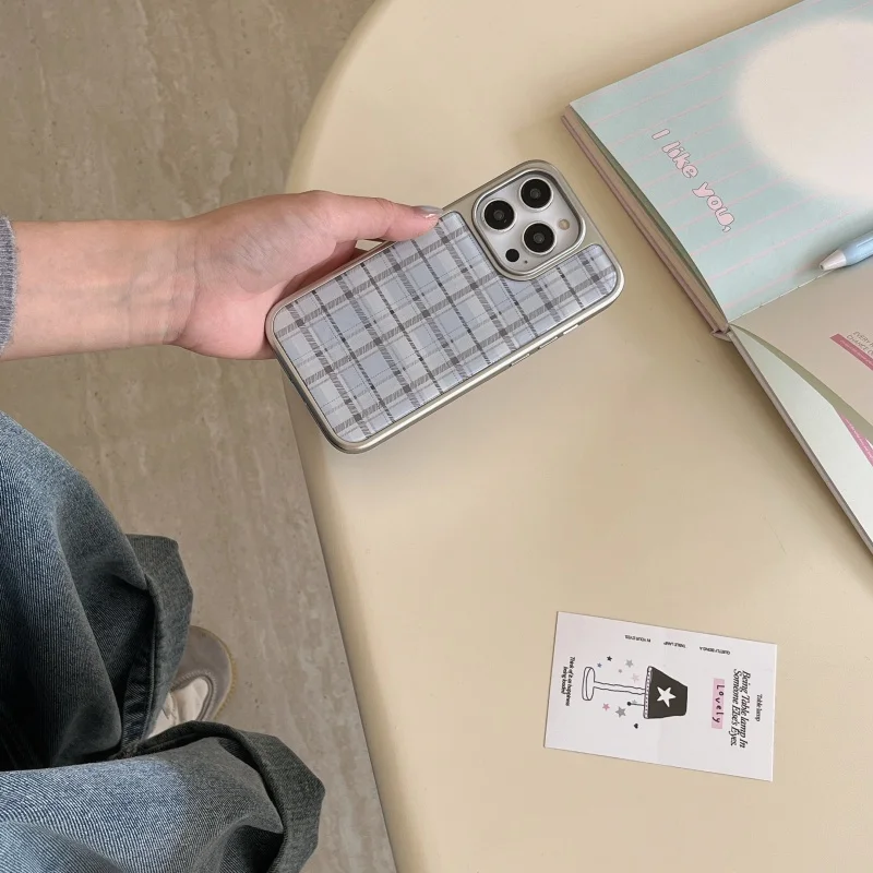 Korean Ins Epoxy Blue Plaid Pa - Phone Cases Y2K recension och pris