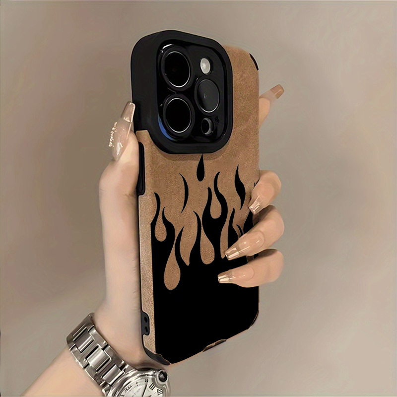 Stylish Black Flame Print Case - Phone Cases Y2K recension och pris