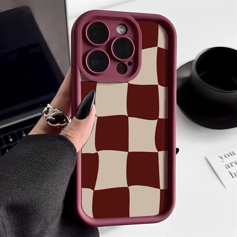 Wine Red Deform Grid Pattern P - Phone Cases Red recension och pris