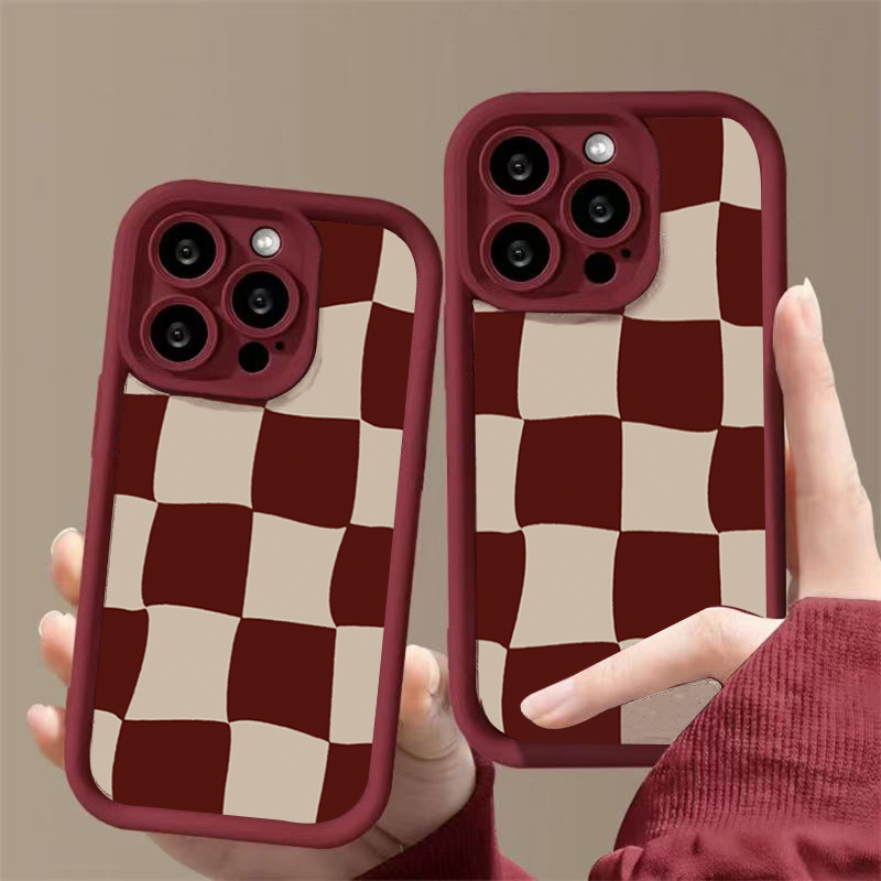 Wine Red Deform Grid Pattern P - Phone Cases Red recension och pris