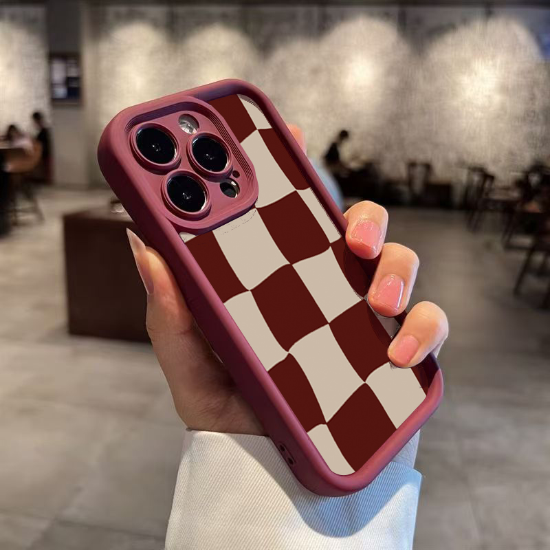 Wine Red Deform Grid Pattern P - Phone Cases Red recension och pris