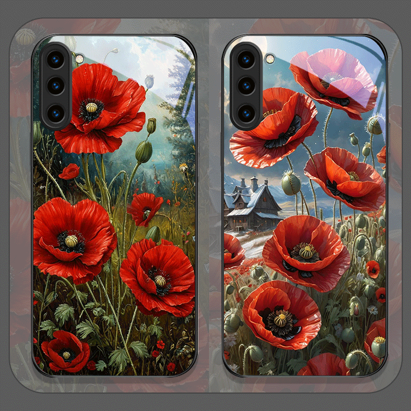 Retro Poppy Flower Bloom Hot R - Phone Cases Red recension och pris