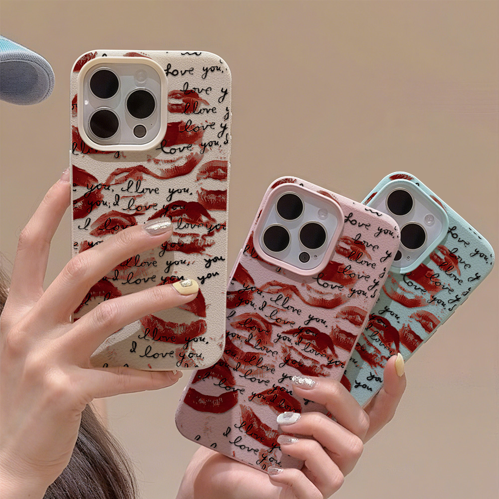 Bright Red Lips Leather Phone  - Phone Cases Red recension och pris