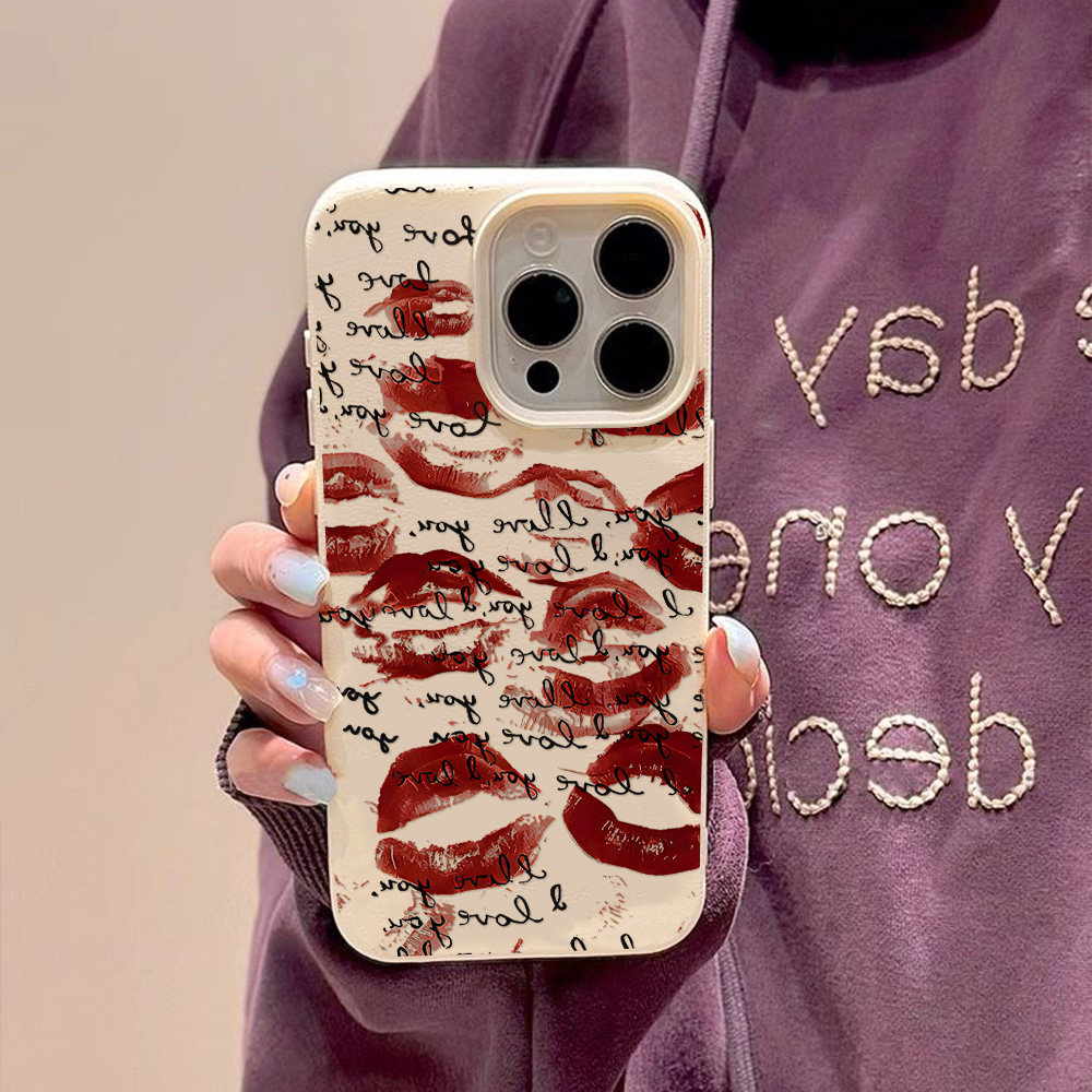 Bright Red Lips Leather Phone  - Phone Cases Red recension och pris