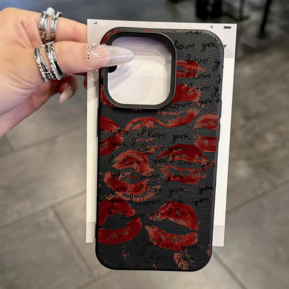 Bright Red Lips Leather Phone  - Phone Cases Red recension och pris