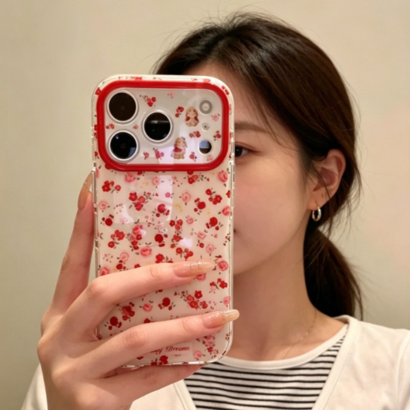 Lovely Cartoon Red Flowers Pat - Phone Cases Red recension och pris