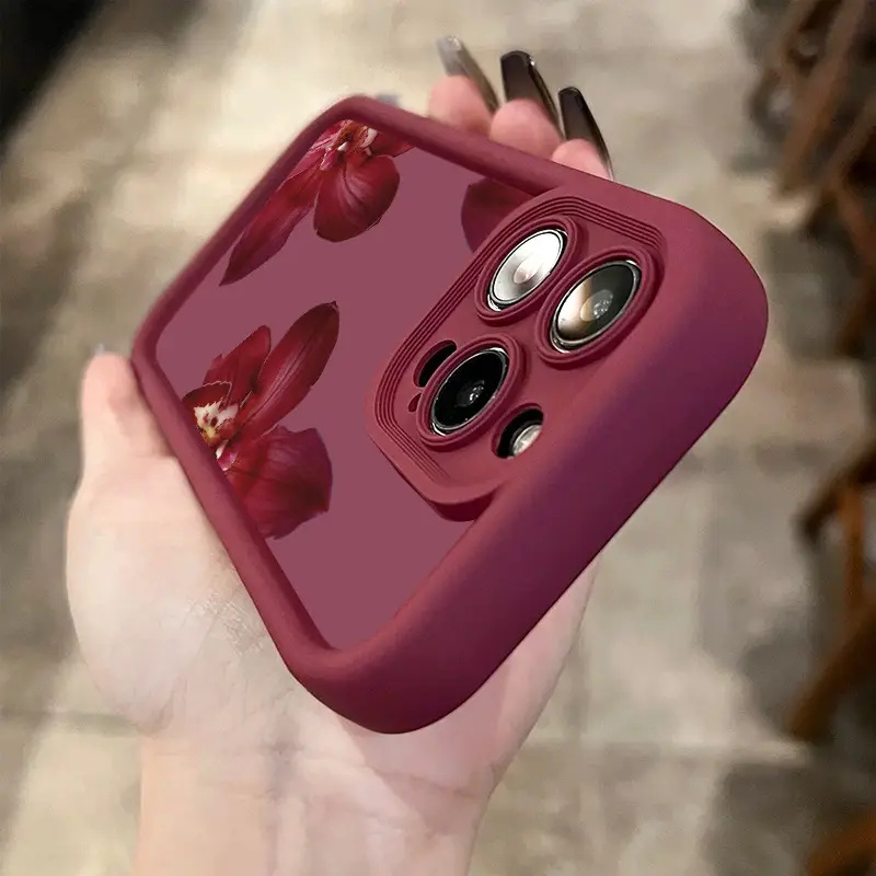 Wine Red Orchid Flower Pattern - Phone Cases Red recension och pris