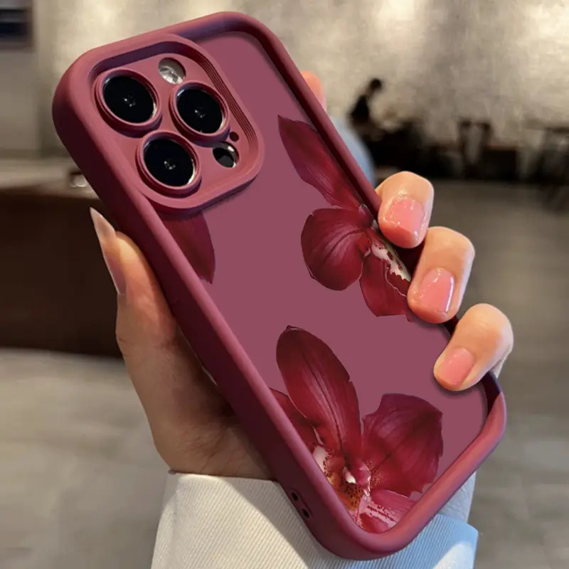 Wine Red Orchid Flower Pattern - Phone Cases Red recension och pris