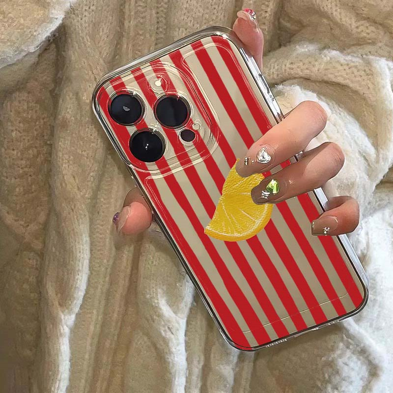 Lemon Red Pink Blue Stripe Des - Phone Cases Red recension och pris